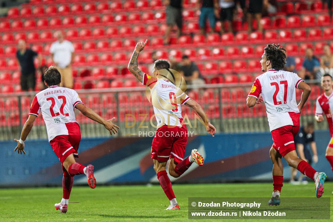 Goal and celebration of Aleksa Vukanović | Serbian SuperLiga, Round 4 – OFK Beograd vs FK Vojvodina, Stara Pazova, 09.08.2025.