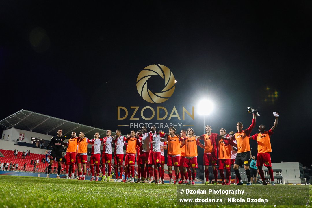 Vojvodina players celebrating win with fans | Serbian SuperLiga, Round 4 – OFK Beograd vs FK Vojvodina, Stara Pazova, 09.08.2025.